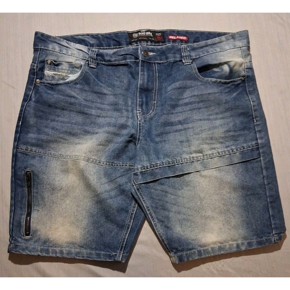 Ecko Unltd Shorts Mens 40 Blue Denim Relaxed Fit Jean Jorts Baggy Skater Y2K
